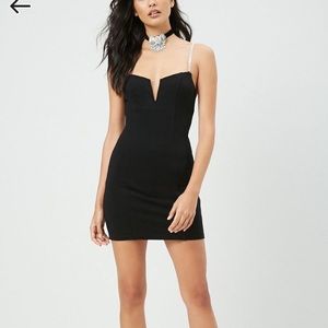 Black jewel strap mini dress
